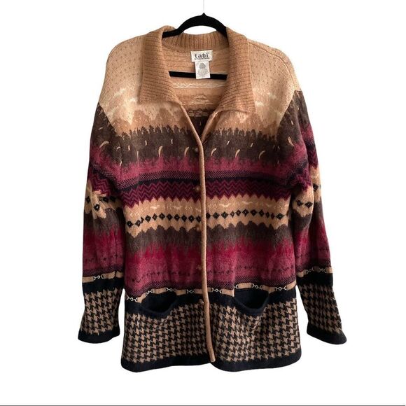 TABI INTERNATIONAL vintage wool button front long sleeve cardigan sweater L - Picture 5 of 6